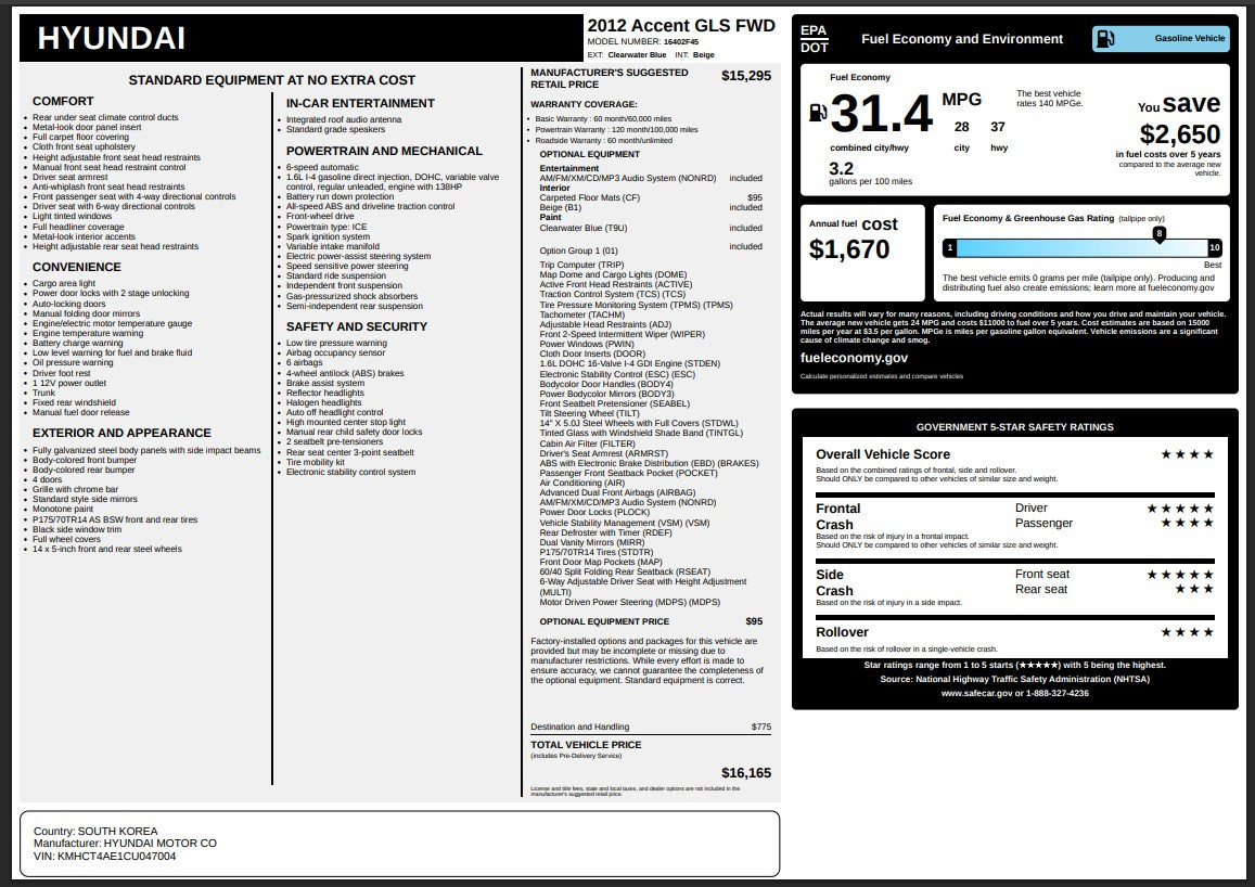Used 2012 Hyundai Accent GLS image 17