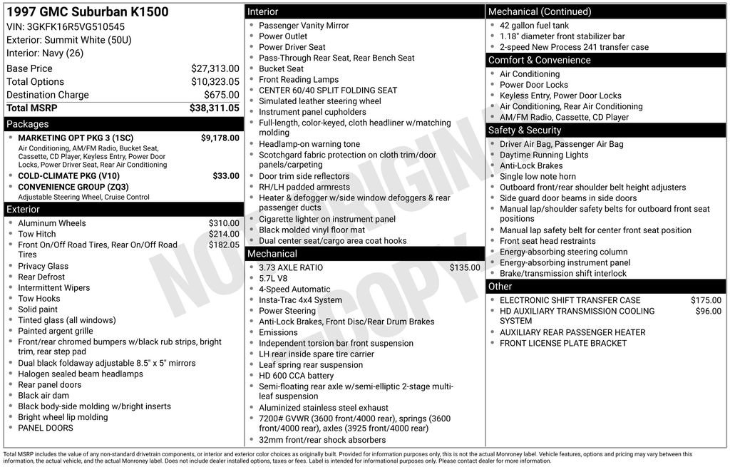 Used 1997 GMC Suburban 4WD w/ Marketing Opt Pkg 3 image 15