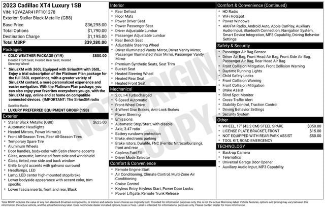 Certified 2023 Cadillac XT4 Luxury w/ Cold Weather Package FWD image 34