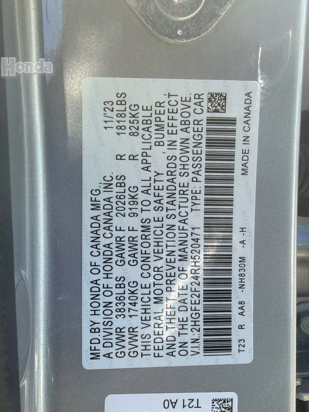 Certified 2024 Honda Civic LX image 33
