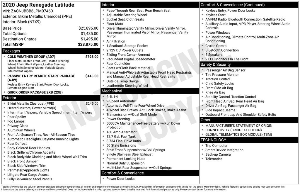 Used 2020 Jeep Renegade Latitude w/ Cold Weather Group image 36