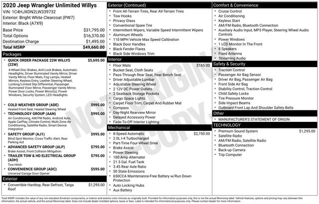 Used 2020 Jeep Wrangler Unlimited Willys image 45