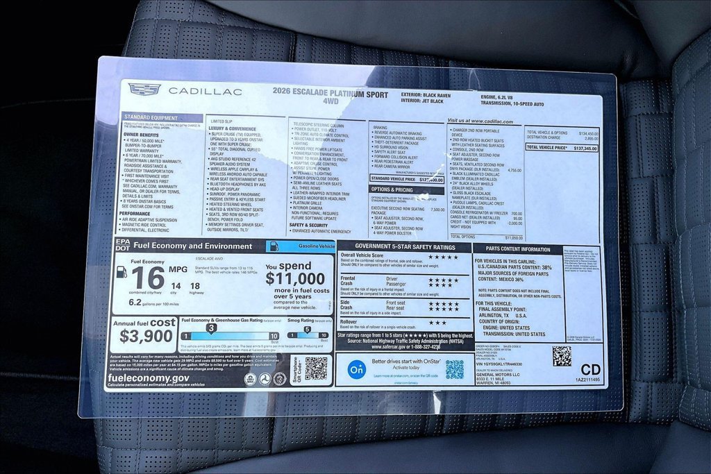 New 2026 Cadillac Escalade Platinum Sport AWD/4WD image 14