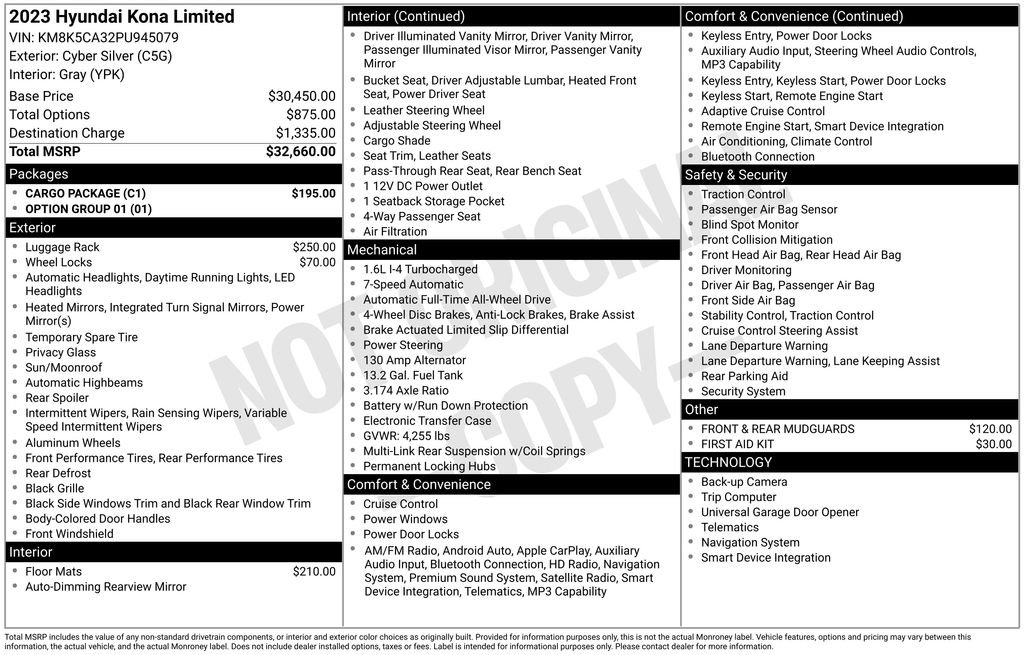 Used 2023 Hyundai Kona Limited w/ Cargo Package AWD/4WD image 2