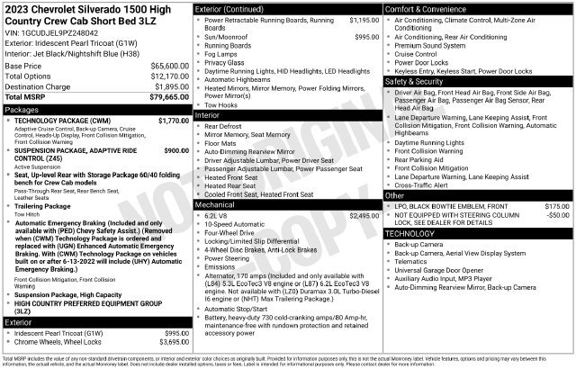 Used 2023 Chevrolet Silverado 1500 High Country w/ Technology Package AWD/4WD image 36