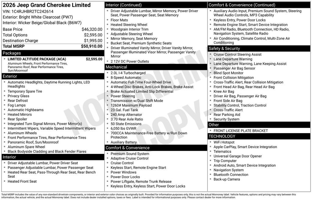 New 2026 Jeep Grand Cherokee Limited w/ Limited Altitude Package image 34