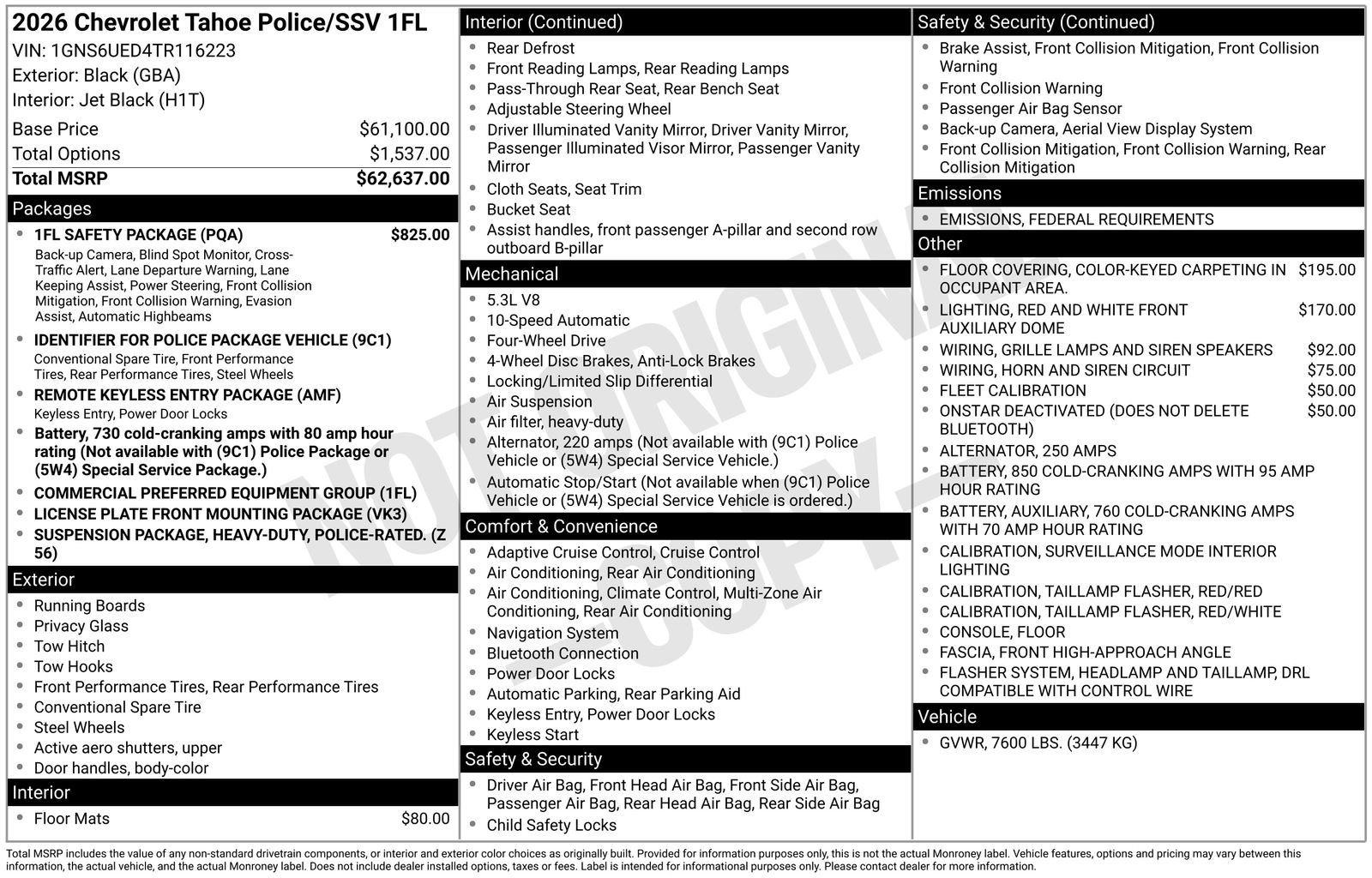 New 2026 Chevrolet Tahoe 4WD w/ 1FL Safety Package image 5