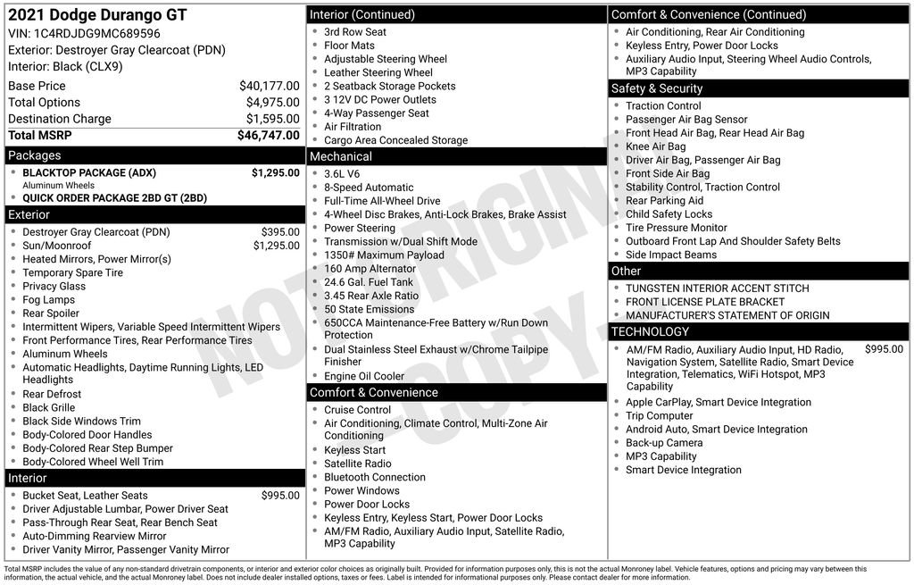 Used 2021 Dodge Durango GT w/ Blacktop Package AWD/4WD image 4