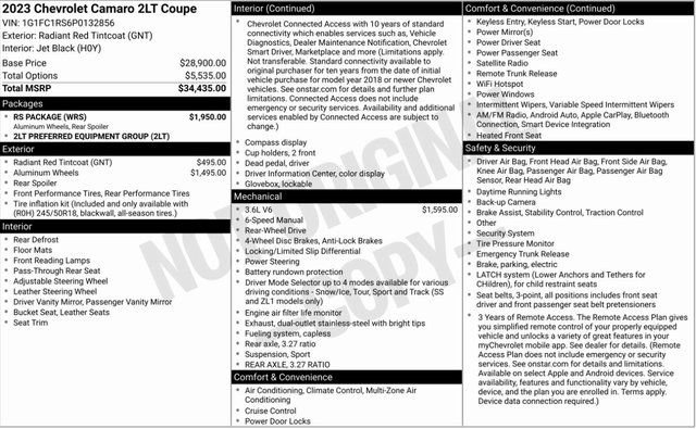 Used 2023 Chevrolet Camaro LT w/ RS Package image 3