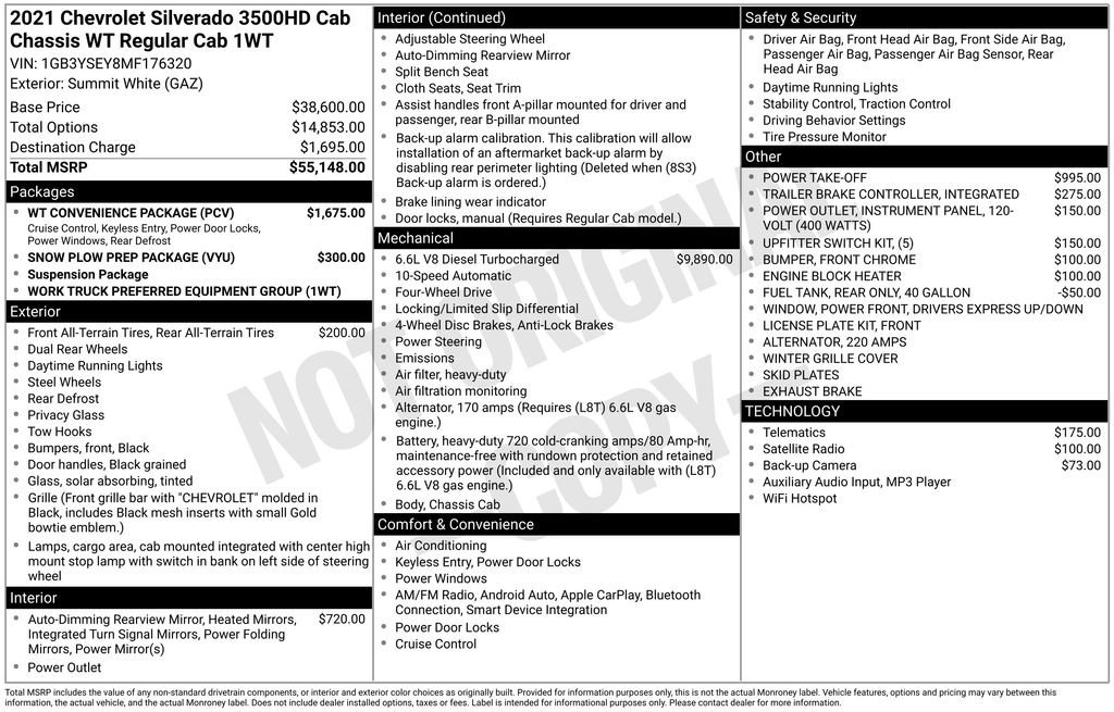 Used 2021 Chevrolet Silverado 3500 W/T w/ WT Convenience Package image 34