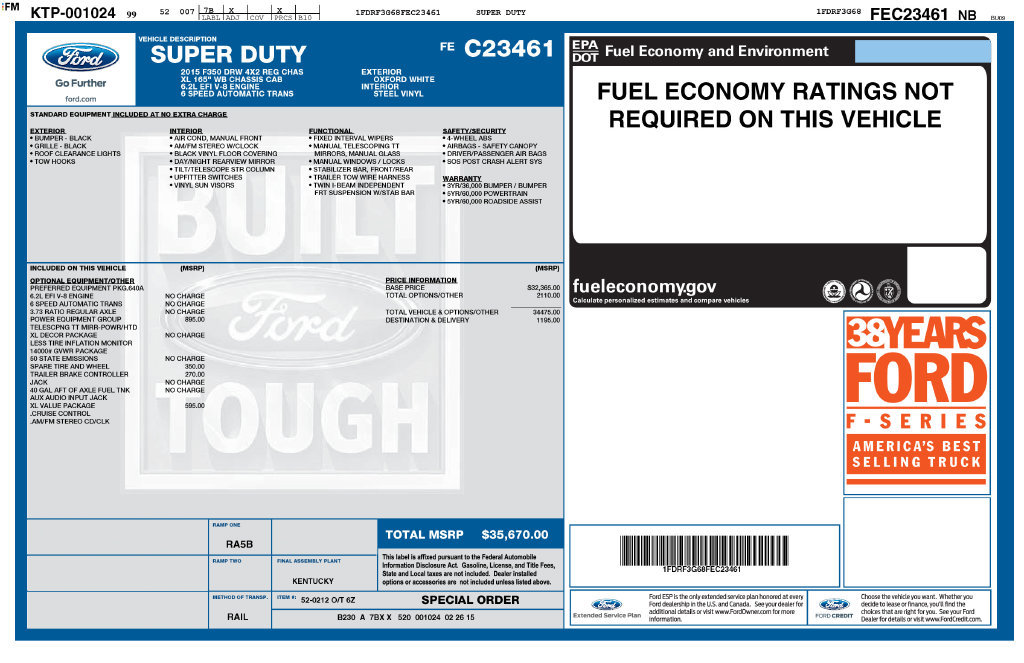 Used 2015 Ford F350 XL w/ Power Equipment Group RWD image 6