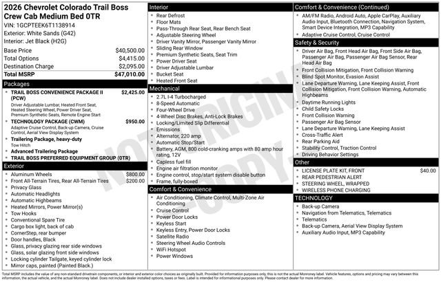New 2026 Chevrolet Colorado Trail Boss AWD/4WD image 27