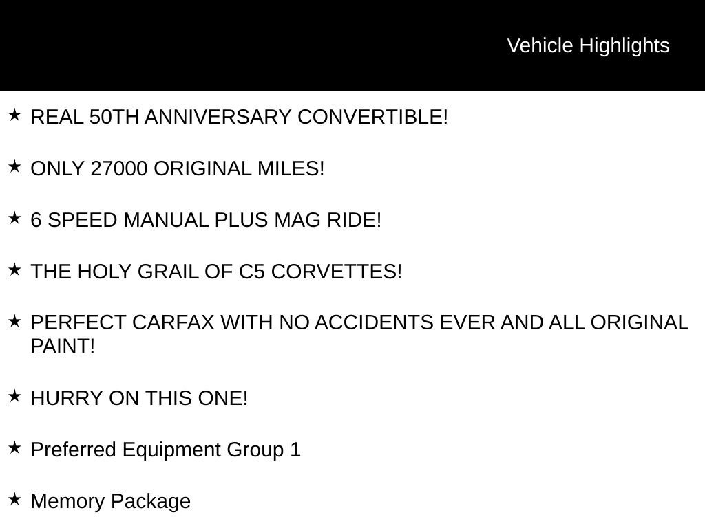 Used 2003 Chevrolet Corvette Convertible w/ Preferred Equipment Group1 RWD image 5