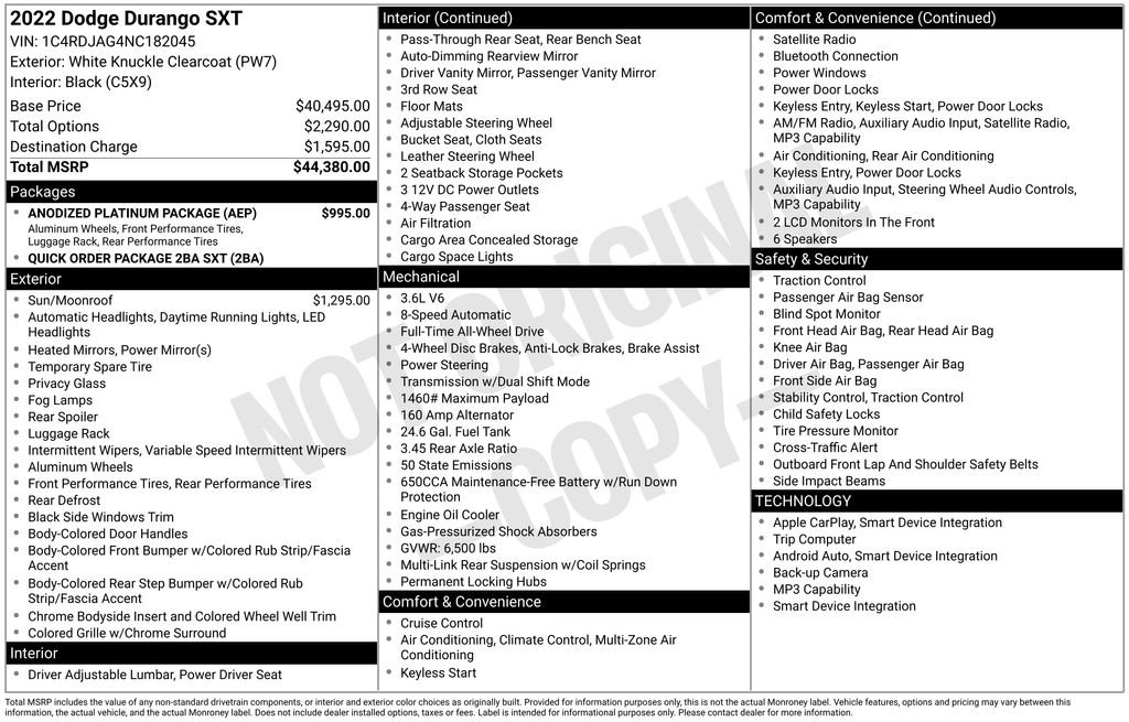 Used 2022 Dodge Durango SXT w/ Anodized Platinum Package image 4