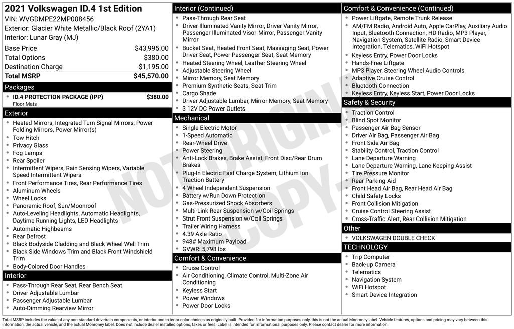 Used 2021 Volkswagen ID.4 1st Edition w/ ID.4 Protection Package image 32