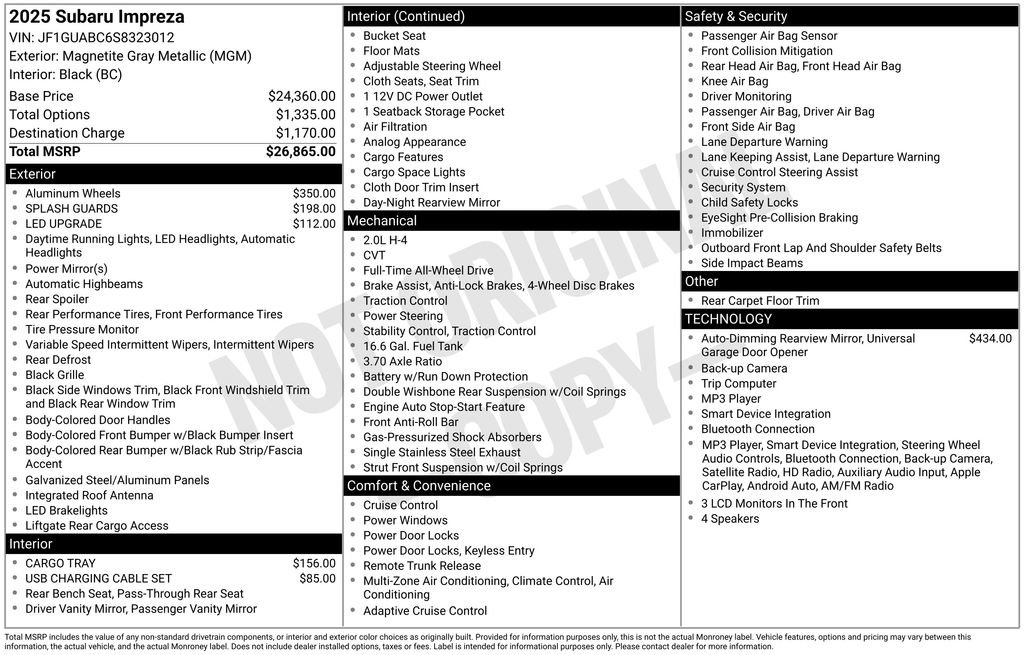 Certified 2025 Subaru Impreza 2.0i AWD/4WD image 26