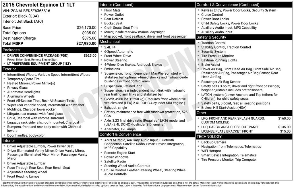 Used 2015 Chevrolet Equinox LT w/ Driver Convenience Package FWD image 11