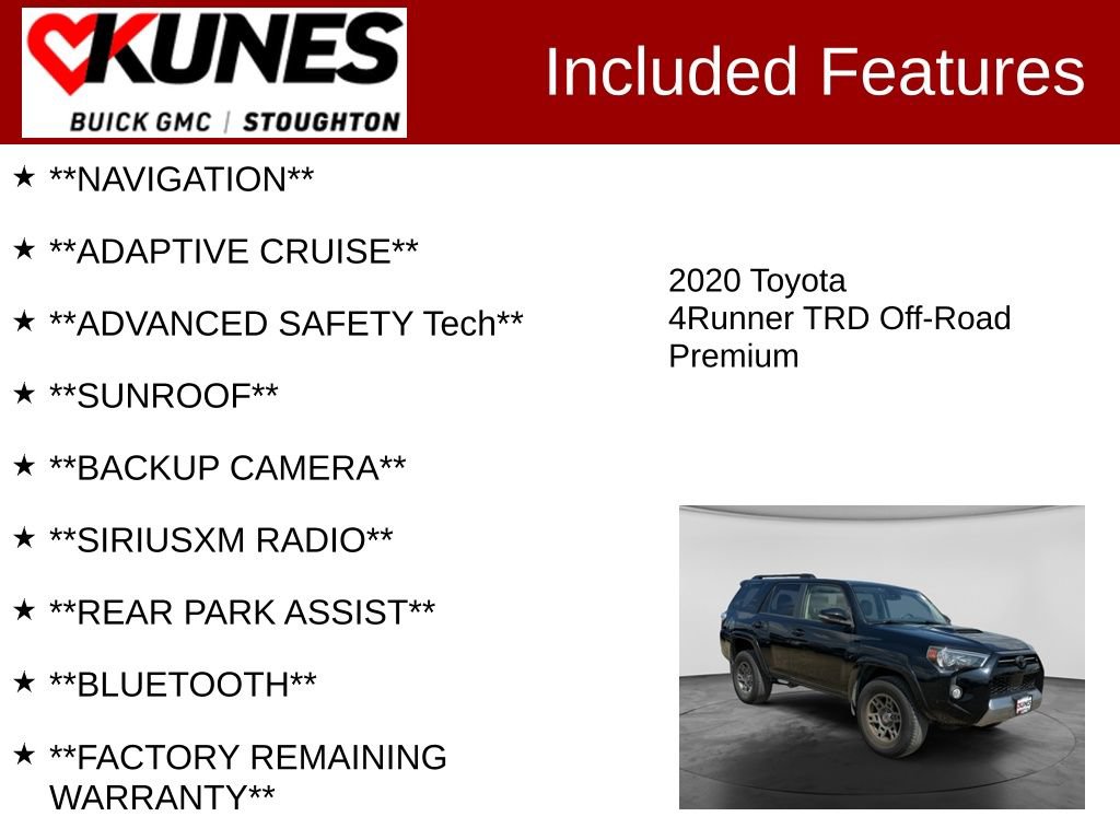 Used 2020 Toyota 4Runner TRD Off-Road Premium w/ Moonroof Package AWD/4WD image 2