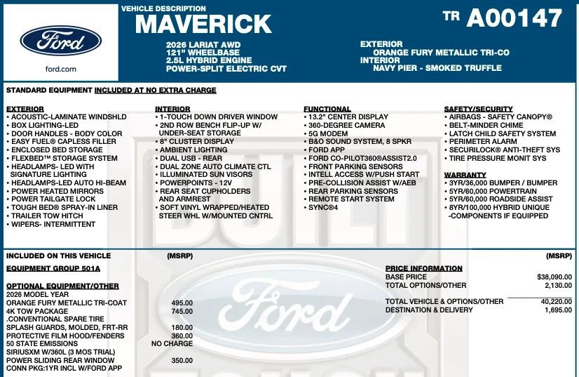 Used 2026 Ford Maverick Lariat w/ 4K Tow Package AWD/4WD image 2