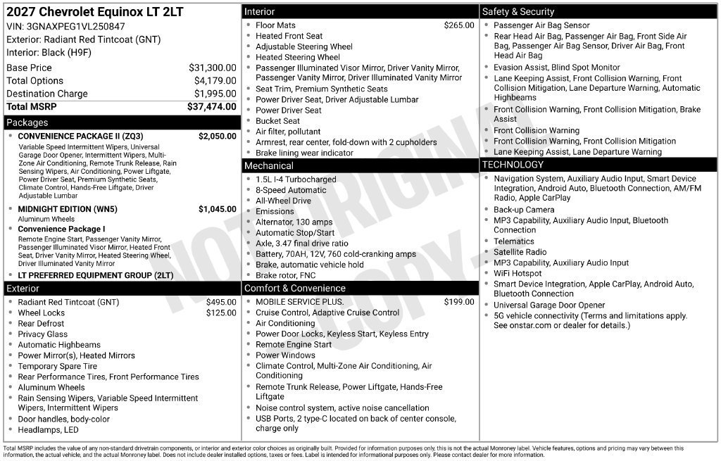 New 2027 Chevrolet Equinox LT w/ Convenience Package II AWD/4WD image 11