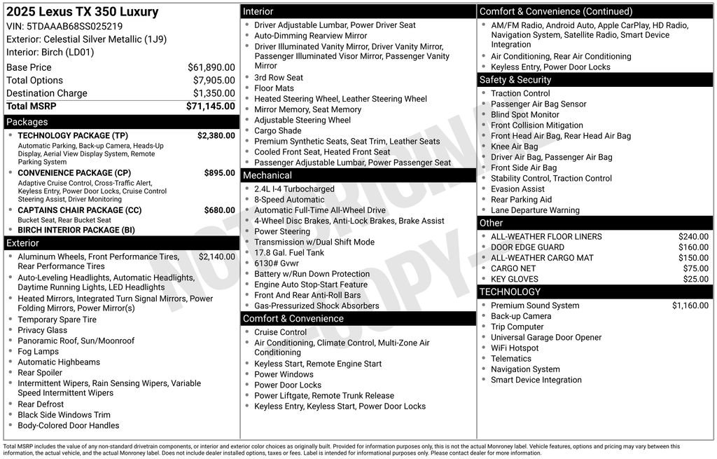 Used 2025 Lexus TX 350 AWD w/ Technology Package image 35