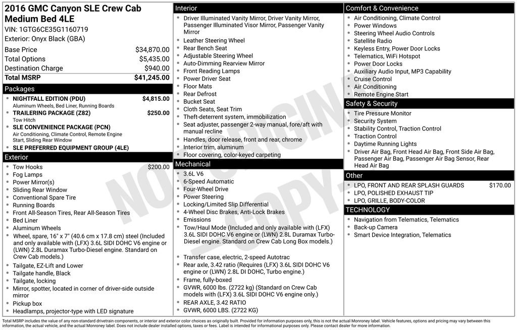 Used 2016 GMC Canyon SLE w/ Nightfall Edition image 2