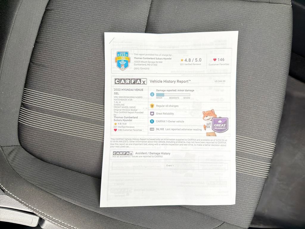 Certified 2022 Hyundai Venue SEL image 39