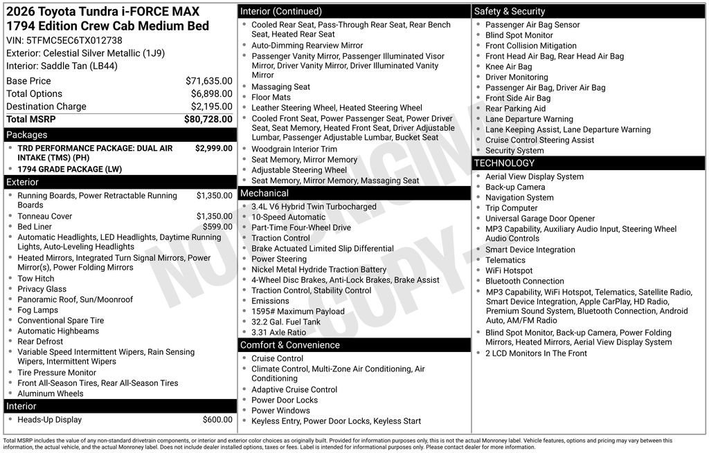 New 2026 Toyota Tundra 1794 Edition AWD/4WD image 7