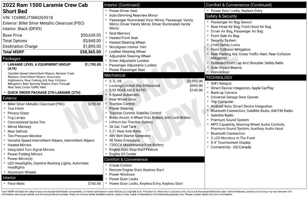 Used 2022 RAM 1500 Laramie RWD image 38