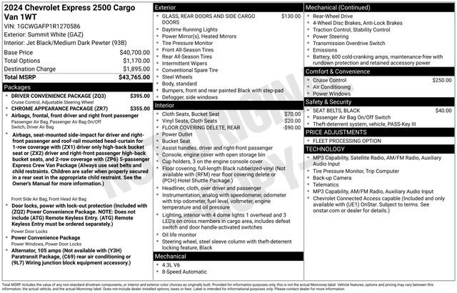 Used 2024 Chevrolet Express 2500 w/ Driver Convenience Package RWD image 32