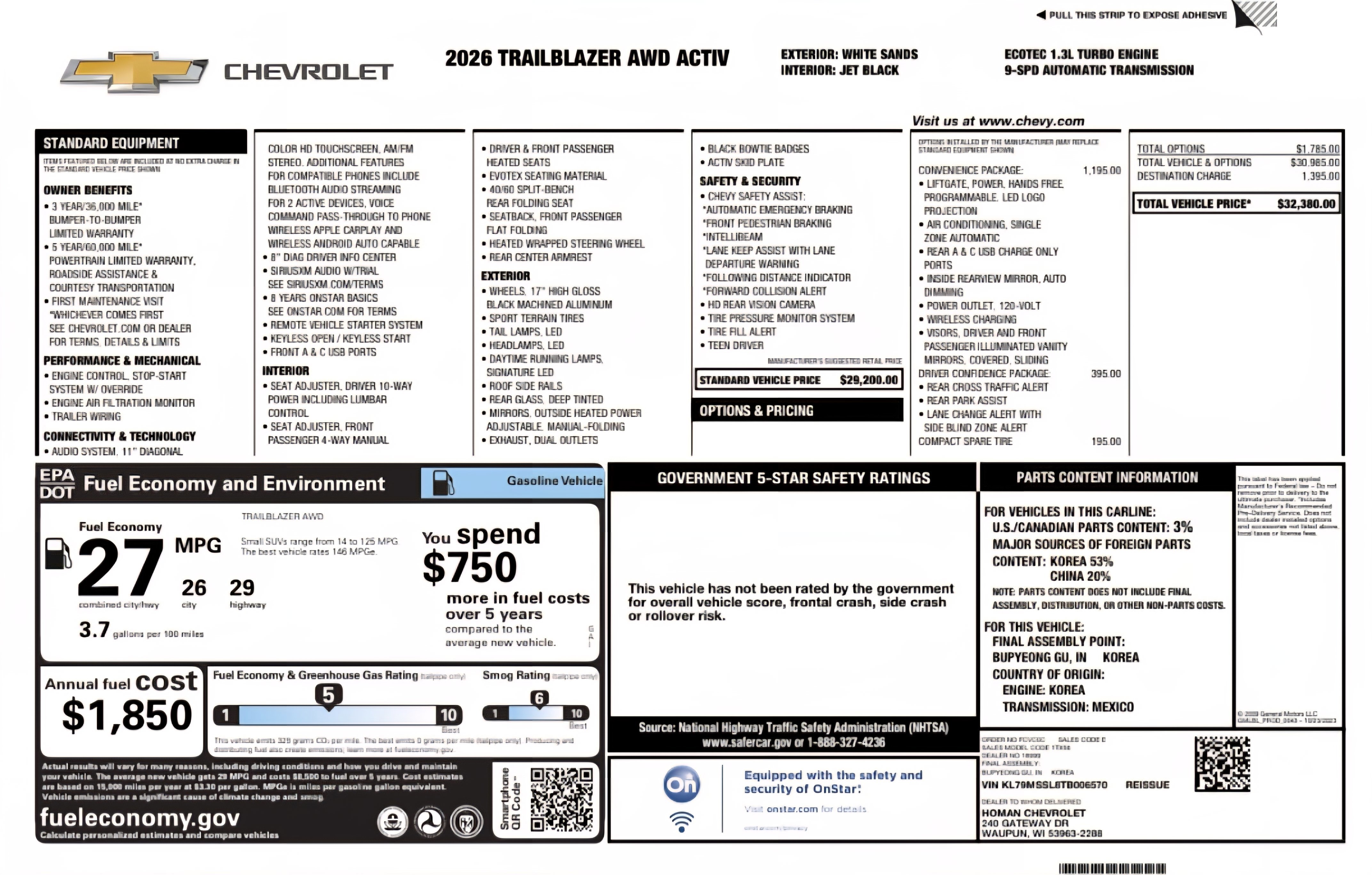 New 2026 Chevrolet TrailBlazer ACTIV w/ Convenience Package image 5