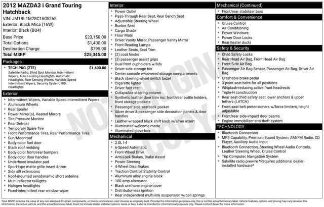 Used 2012 MAZDA MAZDA3 i Grand Touring w/ Tech Pkg FWD image 31