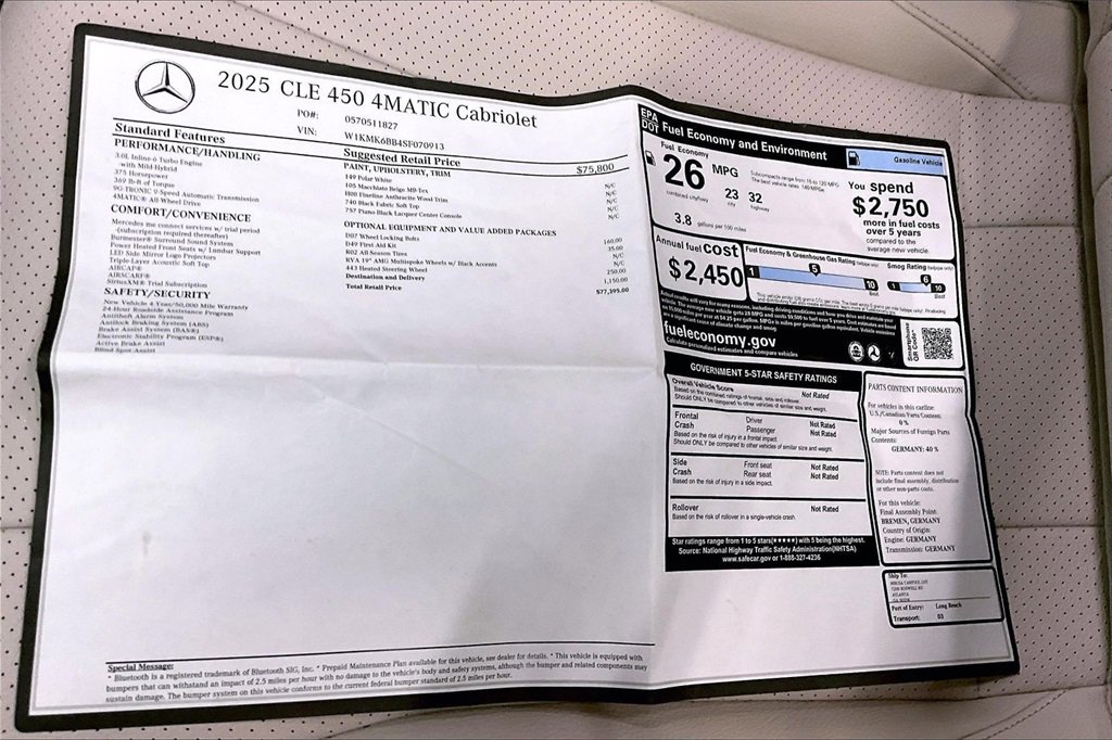 New 2025 Mercedes-Benz CLE 450 4MATIC Cabriolet image 13