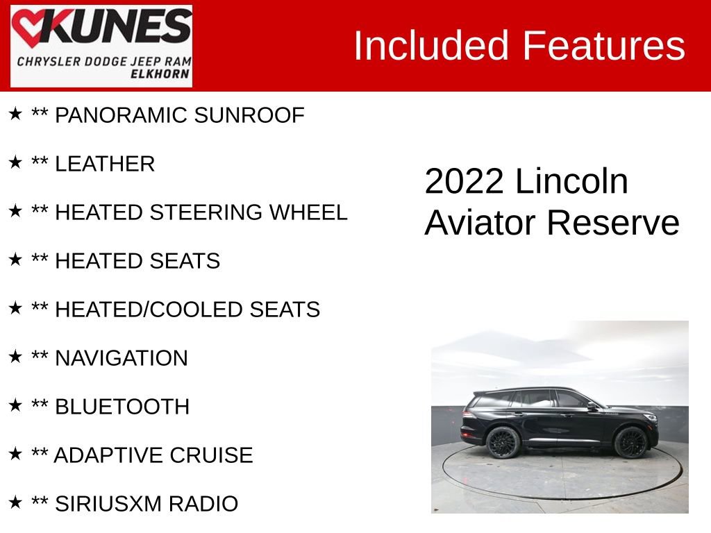 Used 2022 Lincoln Aviator Reserve w/ Equipment Group 201A image 2