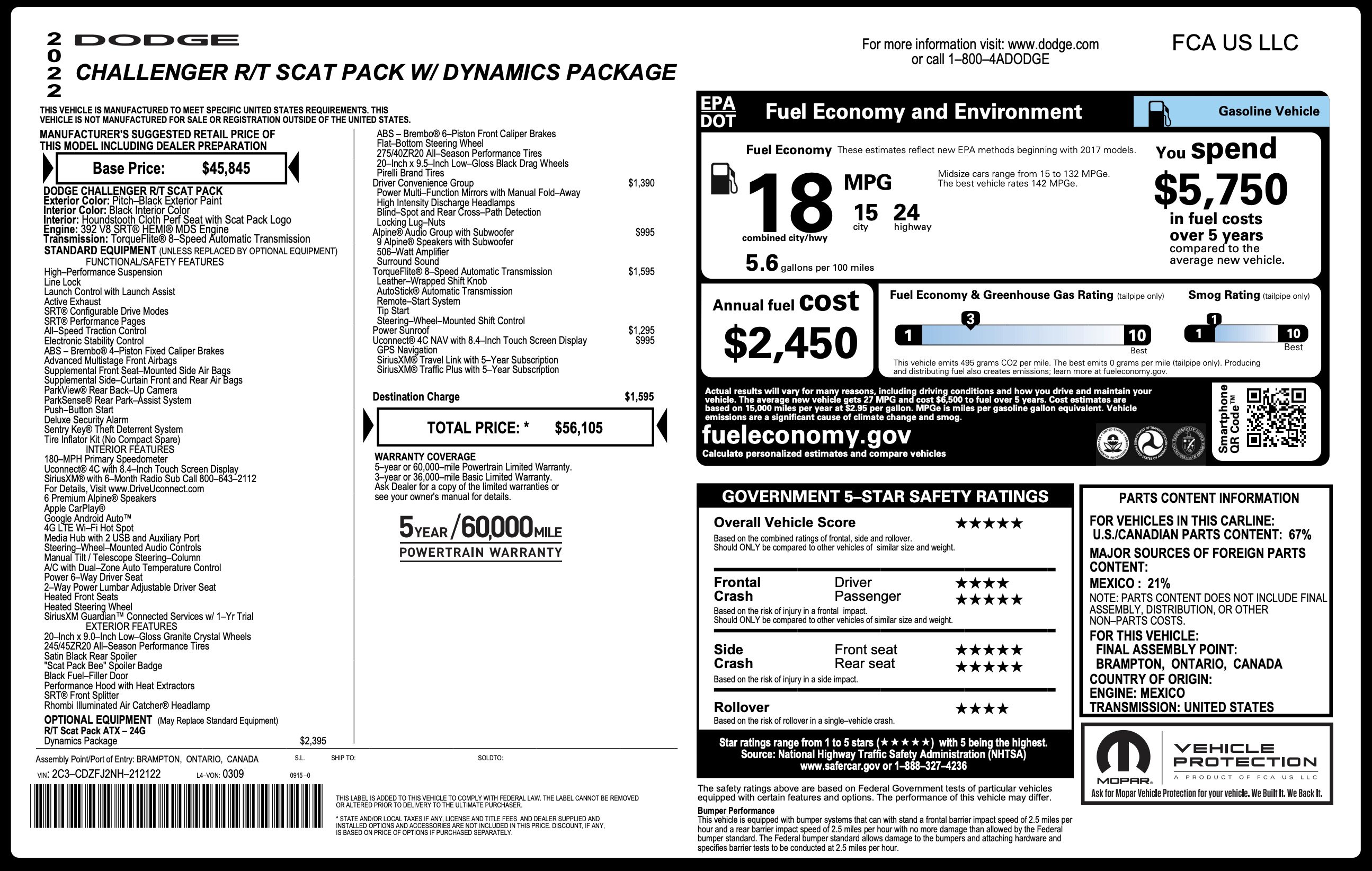 Used 2022 Dodge Challenger R/T Scat Pack w/ Dynamics Package RWD image 4