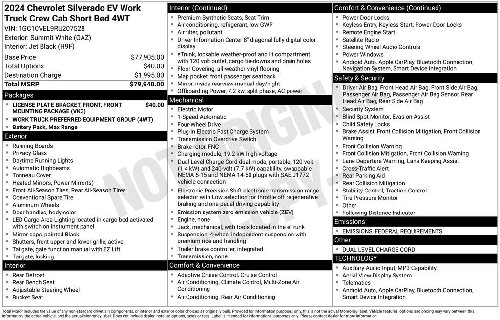 New 2024 Chevrolet Silverado EV W/T image 25