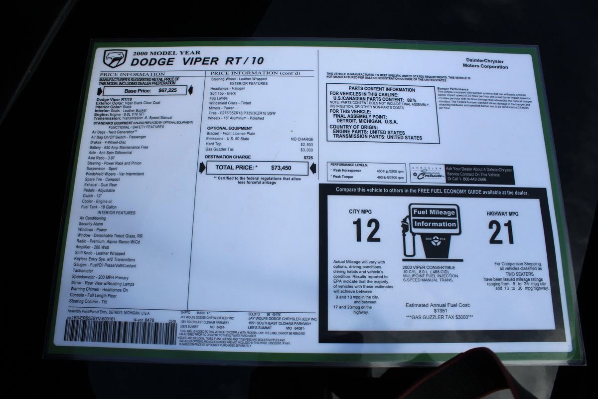 Used 2000 Dodge Viper RT/10 image 33