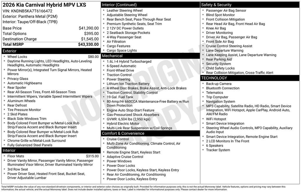 New 2026 Kia Carnival LXS FWD image 2