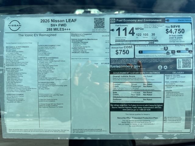 New 2026 Nissan Leaf SV+ w/ Floor Mat Package (SV+) image 7