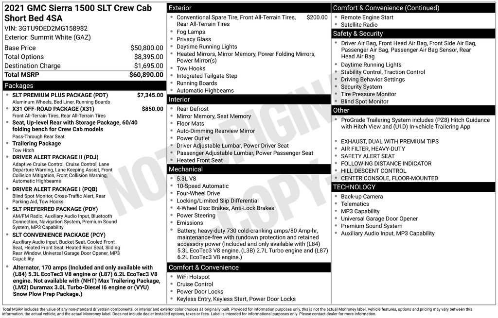Used 2021 GMC Sierra 1500 SLT w/ SLT Premium Plus Package AWD/4WD image 59
