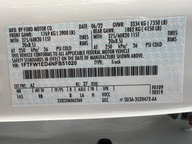 Used 2022 Ford F150 Platinum w/ Equipment Group 701A High AWD/4WD image 9