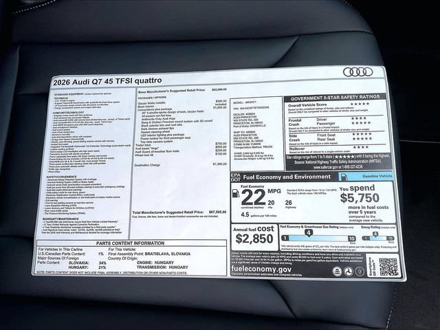 New 2026 Audi Q7 2.0T Premium AWD/4WD image 11