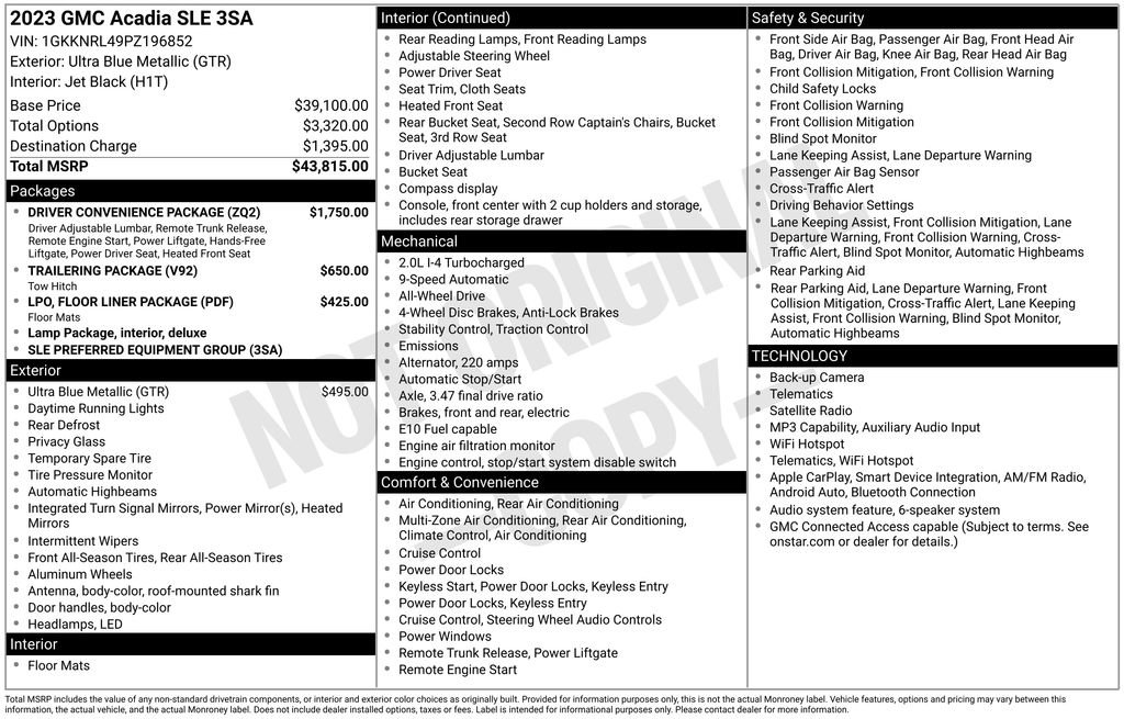 Certified 2023 GMC Acadia SLE w/ Driver Convenience Package image 10