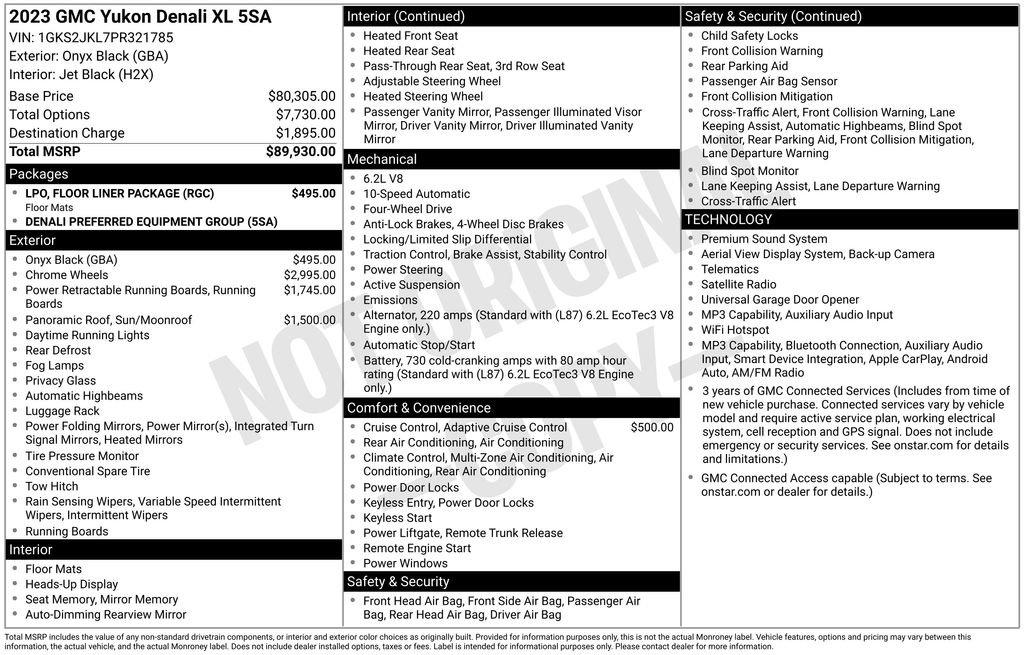 Used 2023 GMC Yukon XL Denali w/ LPO, Floor Liner Package image 3