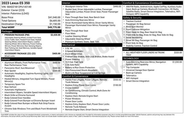 Used 2023 Lexus ES 350 w/ Premium Package image 5