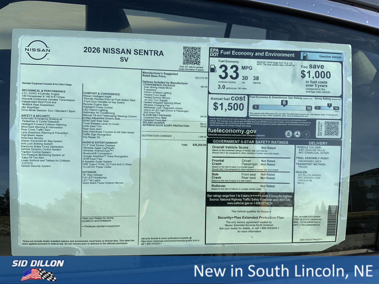 New 2026 Nissan Sentra SV w/ SV Convenience Package image 13