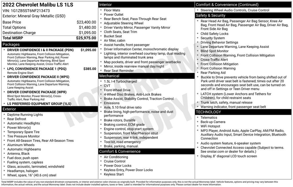 Used 2022 Chevrolet Malibu LS FWD image 8