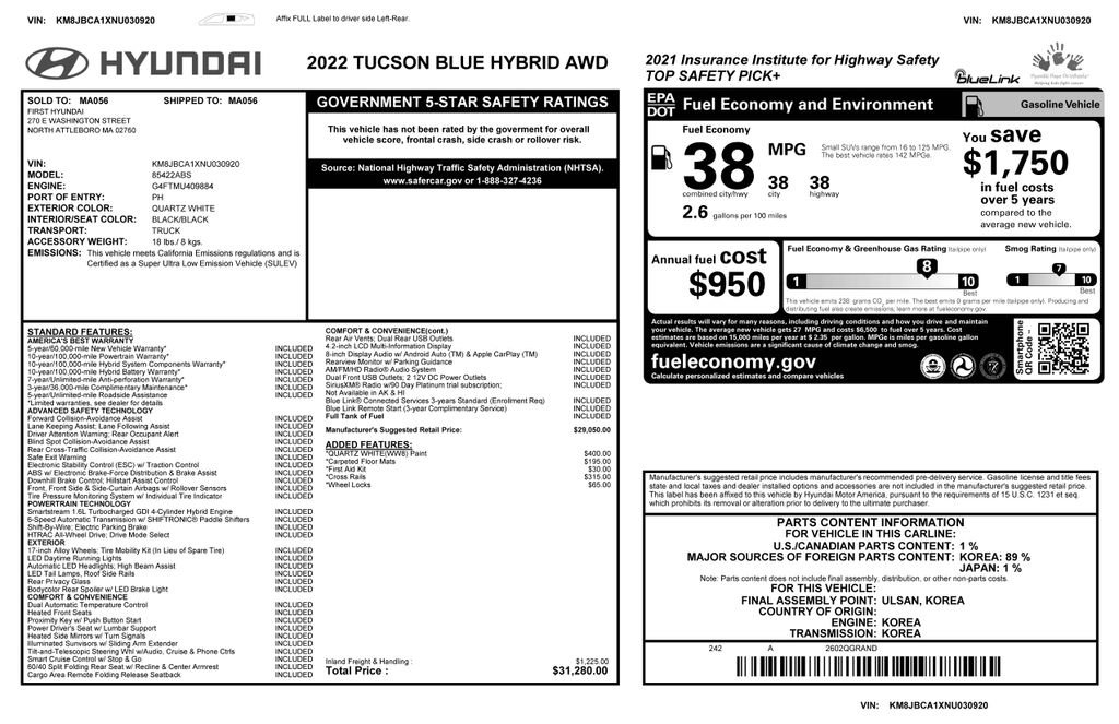 Used 2022 Hyundai Tucson Blue AWD/4WD image 4
