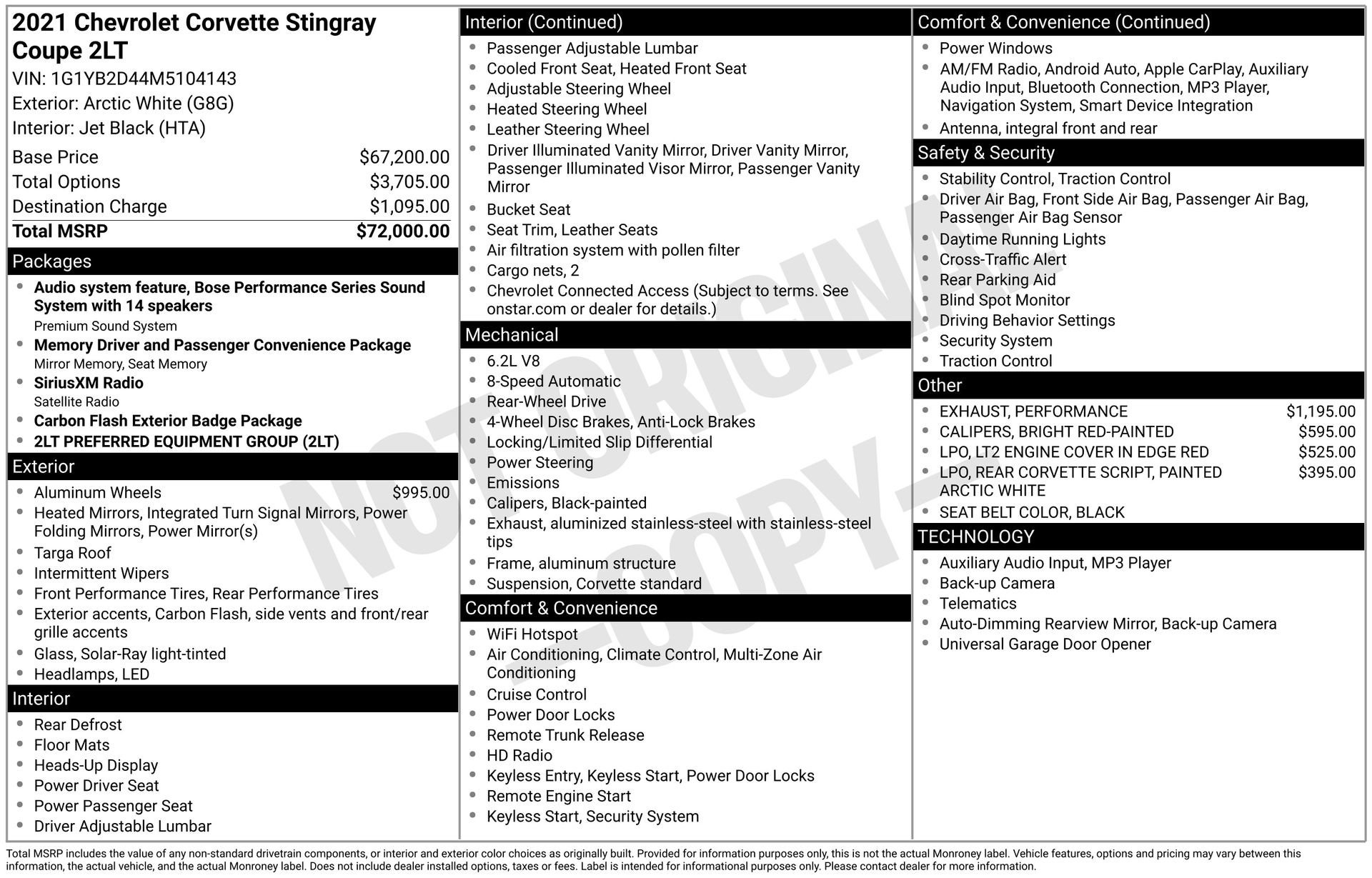 Used 2021 Chevrolet Corvette Stingray Preferred Cpe w/ 2LT image 53