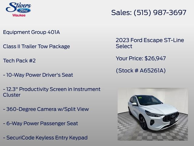 Certified 2023 Ford Escape ST-Line Select w/ Tech Pack #2 image 7